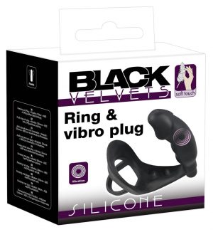 Black Velvet - vibrallinen penisrengas anaalitapilla