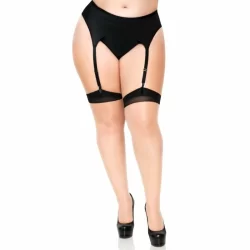Leg Avenue Plus Size Two-Tone Sheer Thigh Highs with Backseam & Cuban Heel - Asu ja Lelu