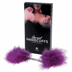 Alternative view of Secret Play Marabou Handcuffs Purple - Soft Feather Ankle & Wrist Restraints