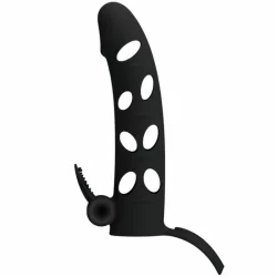 Alternative view of Pretty Love Silicone Extension Sleeve Black 15.2 cm with Vibration