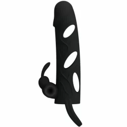 Pretty Love Silicone Extension Sleeve 14cm Black with Vibrating System