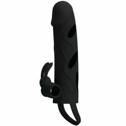 Alternative view of Pretty Love Silicone Extension Sleeve 14cm Black with Vibrating System