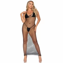 Alternative view of Leg Avenue Woven Twist Net Maxi Dress, One Size, Black Elegant Mesh