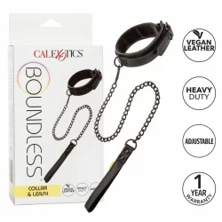 Alternative view of CalExotics Boundless Adjustable Collar & Leash Set, Vegan Leather, 49.5cm