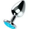 OHMAMA Stainless Steel Intimate Plug with Blue Crystal L 8 cm - Asu ja Lelu