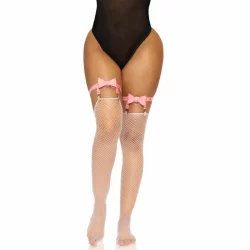 Leg Avenue Vegan Leather Thigh High Garter with Heart Accent Pink One Size