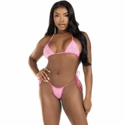 Leg Avenue Diamonds Bikini Fuchsia - Two-Piece Rhinestone Set, One Size