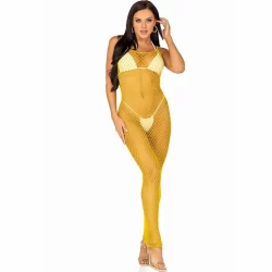 Alternative view of Leg Avenue Long Net Dress Yellow One Size - Stretch Mesh with Open Back