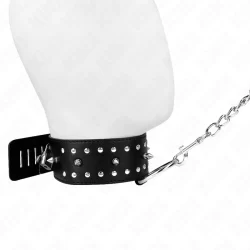 Alternative view of KINK Collar & Leash Set Model 1 Adjustable Silver Studs Black 36-43cm