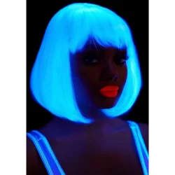 Alternative view of Leg Avenue White Glow in the Dark Long Bob Wig - Phosphorescent Effect