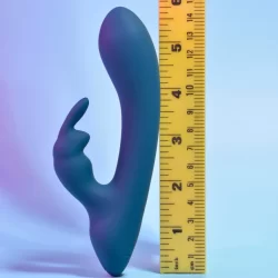 Alternative view of Playboy Lil Rabbit Deep Teal Dual Motor Compact Silicone Massager
