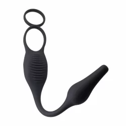 Alternative view of Evolved Novelties Plug & Tug Black Dual Stimulation Silicone System