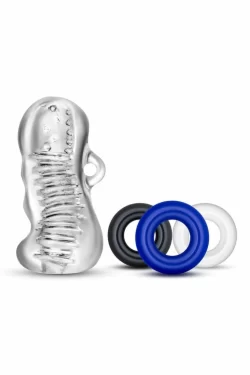 Blush Quickie Kit Flexible Sleeve & 3-Piece Support Ring Set Transparent