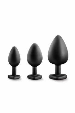 Alternative view of Blush Luxe Bling Plugs Training Kit Black with Red Gem Set S/M/L