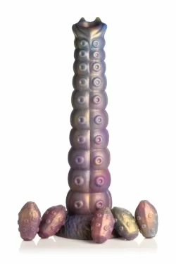 Alternative view of XR Brands Deep Invader Silicone Tentacle with Removable Eggs, Multicolor