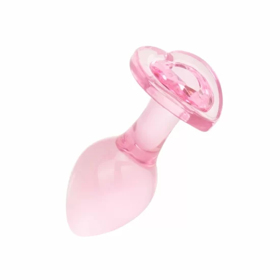 Anal Collection Glass Plug Medium Heart-Shaped Base 8.3 cm Pink