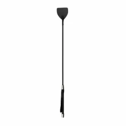 Ouch! Black Leather Impact Tool with Decorative Metal Caps, 45 cm