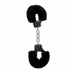 EasyToys Soft Plush Restraint Handcuffs Black Adjustable Lockable