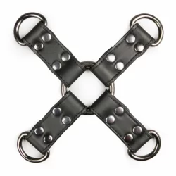 EasyToys Adjustable Leather Hogtie Restraint - Black Bondage Connector