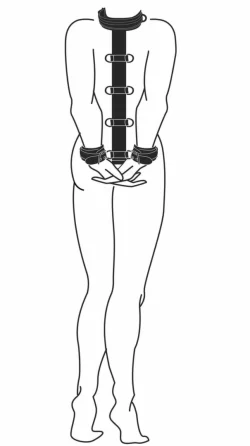 Alternative view of Ouch! Adjustable Faux Leather Neck & Wrist Bondage Set, Black