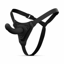 EasyToys Silicone Strap-On System Adjustable Harness & Smooth Rod Black