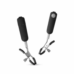 Alternative view of EasyToys Vibrating Adjustable Nipple Clamps with 10-Mode Bullets, Black