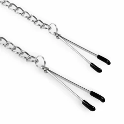 Alternative view of EasyToys Adjustable Tweezer Nipple Clamps with Metal Chain - Black