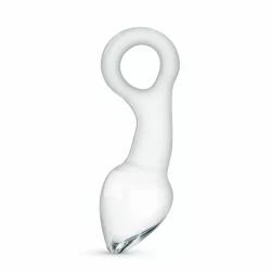 Glas No. 13 Curved Glass Plug with Pull Ring - Transparent, Medium Size