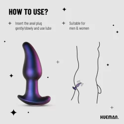 Alternative view of Hueman Asteroid Rotating Bead Anal Plug with Remote - Purple Silicone