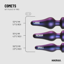 Alternative view of Hueman Comets Silicone Anal Training Plug Set 3 Sizes Black