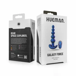 Alternative view of Hueman Galaxy Force Remote-Controlled Vibrating Beaded Plug Black