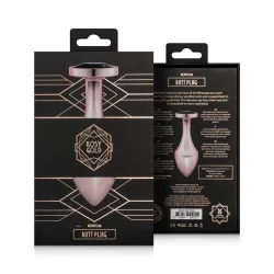 Alternative view of Rosy Gold Nouveau Geometric Anal Plug with Black Crystal Accent