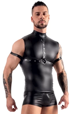 Alternative view of Svenjoyment Bondage Top Black S with Adjustable Arm Harness