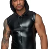 Noir Handmade Hoodie M Black Powerwetlook Sleeveless Top with Hood - Asu ja Lelu