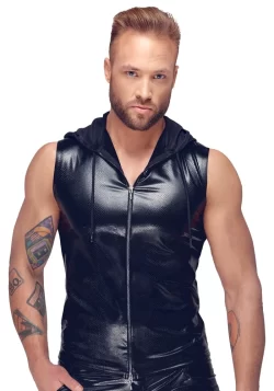 Noir Handmade M.Shirt Hooded Sleeveless Snake Effect Black M