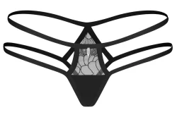 Alternative view of Obsessive Arrowel Black Lace Thong - Double Strap Design