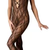 Cottelli Collection Lace Catsuit S/M Open-Back Black Bodystocking - Asu ja Lelu