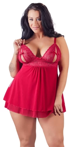 Cottelli Collection Babydoll Red L - Elegant Lace & Powernet Dress