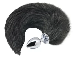 Alternative view of Alive Black & White Fox Tail M Intimate Plug with Synthetic Fur