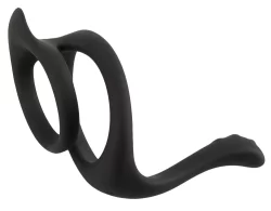 Alternative view of Erecto Liquid Silicone Dual Support Ring with Perineal Stimulator, Black