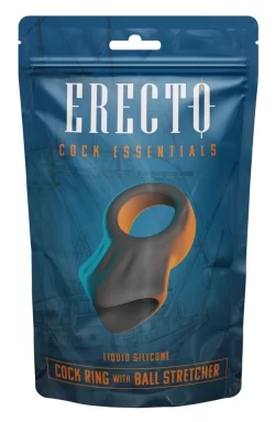 Erecto Liquid Silicone Intimate Ring & Ball Stretcher Duo, Black, 8 cm