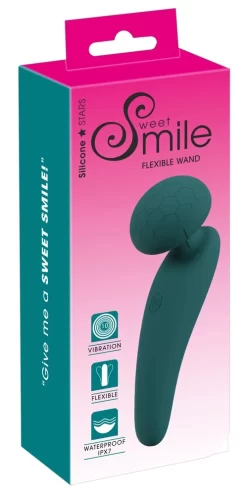 Sweet Smile Flexible Wand Compact Rechargeable Massager, 10 Modes, Black