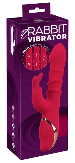 You2Toys Rabbit Vibrator 3 Moving Rings Silicone Waterproof 23.7cm Pink