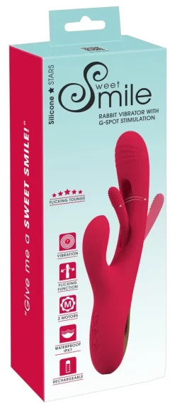 Sweet Smile Rabbit Flicking Intimate System Pink 24.2cm Silicone