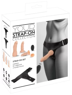 You2Toys Strap-On Set RC Vibe Silicone Harness & 2 Attachments Black