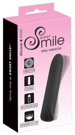 Sweet Smile Mini Vibrator Black 10-Mode Silicone Compact USB 12cm