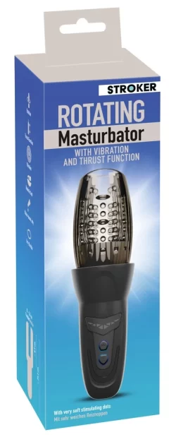 STROKER Rotating Intimate Device with Vibration & Thrust, Transparent, 25.2 cm