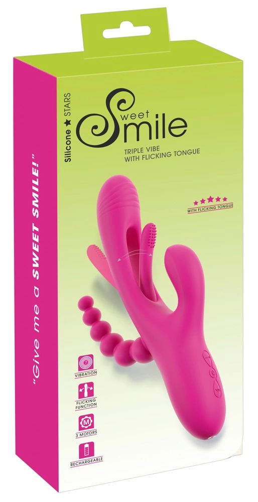 Sweet Smile Triple Vibe Flicking Tongue Multi-Stimulation System 24.4cm - Asu ja Lelu