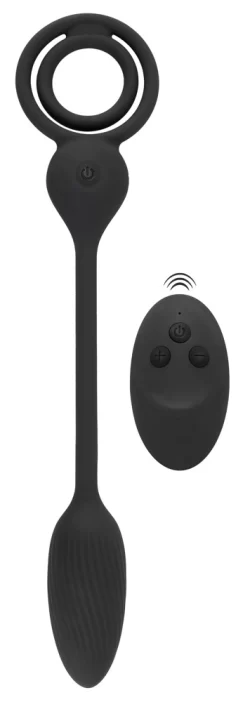 Alternative view of Rebel Power Dual Ring Set with Remote-Controlled Vibrating Plug, Black