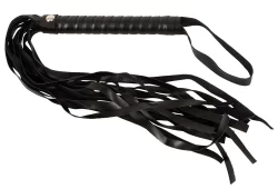 Magic Shiver Black Leather-Look Flogger 46cm with Woven Handle